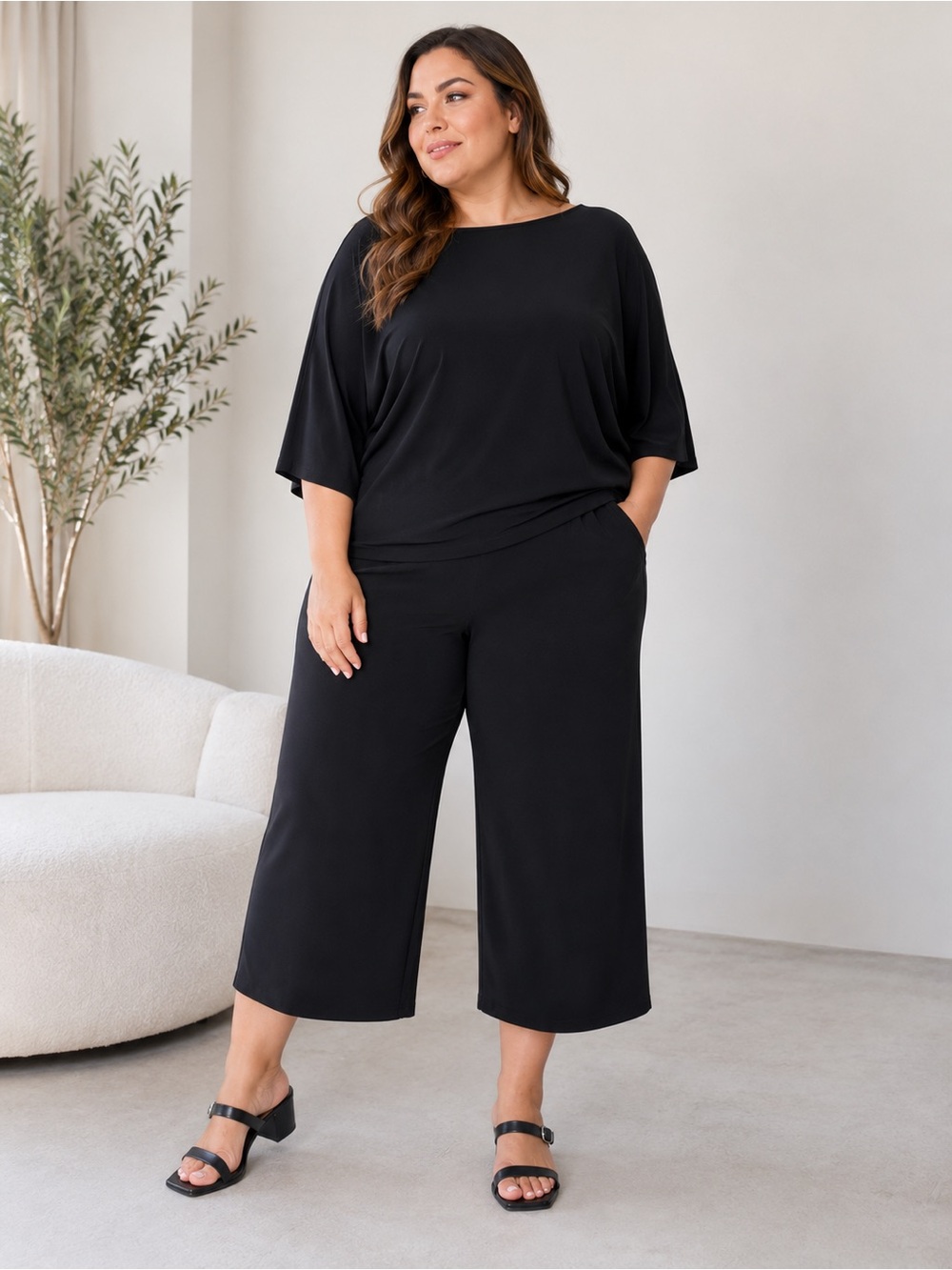 Attitudes by Renee Petite Como Jersey Top and Bottom Set Petite XL New A719146